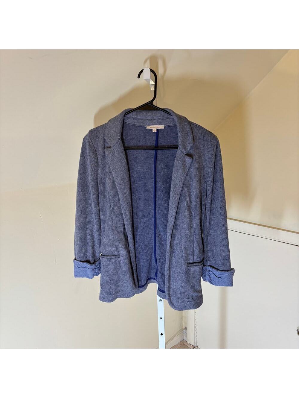 Skies Are Blue EUC Women's Lavender Knit Blazer Ruched Gathered Sleeves Size S